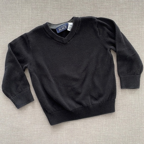 12-18m black v-neck knit sweater - Picture 1 of 4